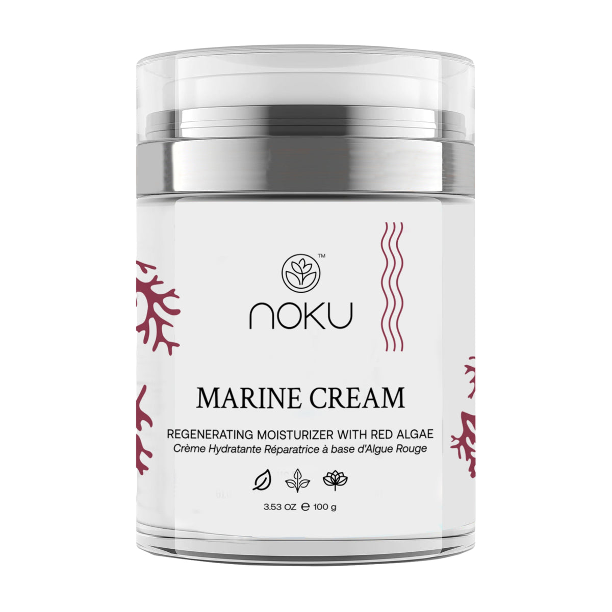 Marine Cream | Bigger 100ml Airless Jar – Ultra-Hydrating Anti-Aging Moisturizer with Red Algae, Vegan Collagen & Argireline Peptides – Vegan, Cruelty-Free, Award-Winning Formula