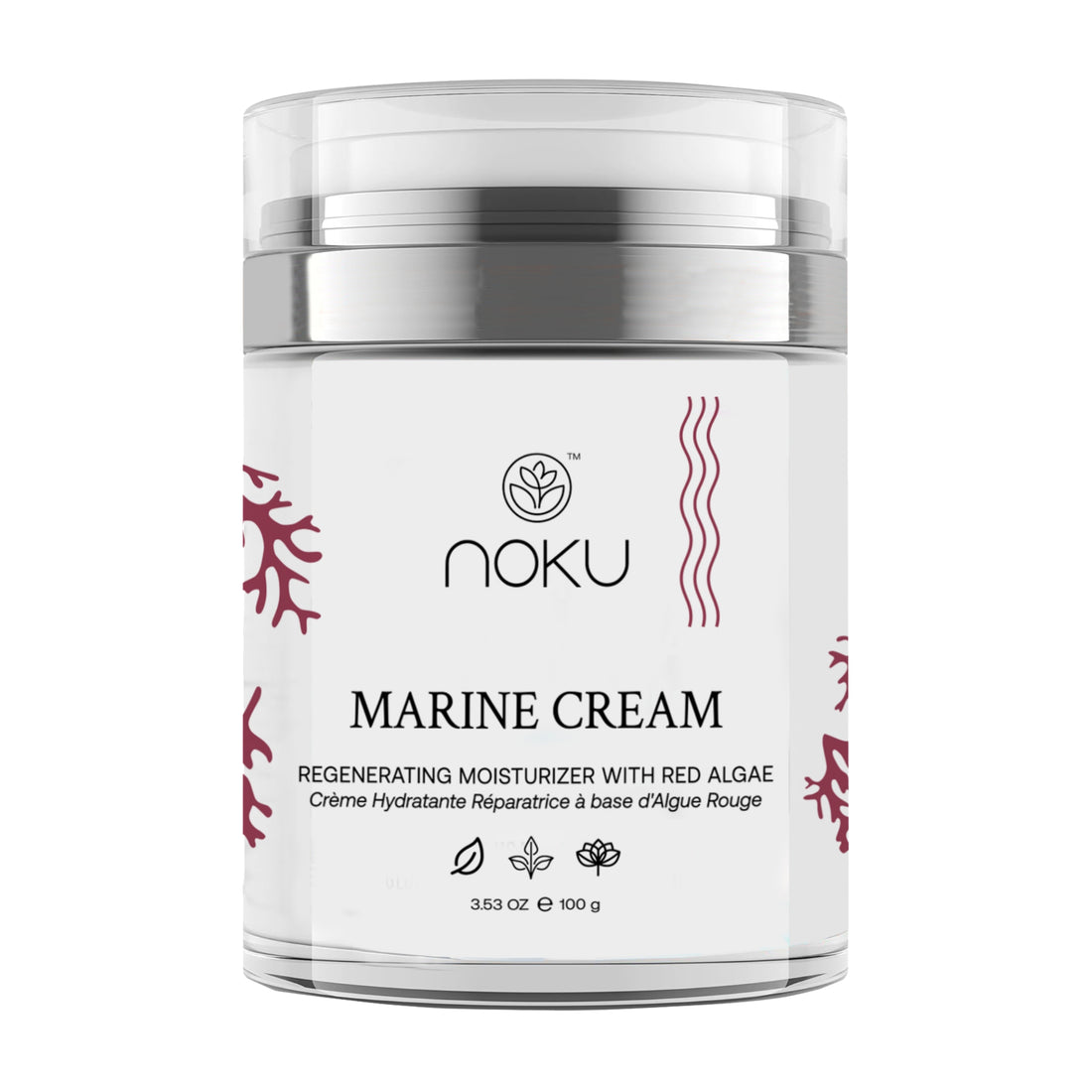 Marine Cream | Bigger 100ml Airless Jar – Ultra-Hydrating Anti-Aging Moisturizer with Red Algae, Vegan Collagen &amp; Argireline Peptides  – Vegan, Cruelty-Free, Award-Winning Formula